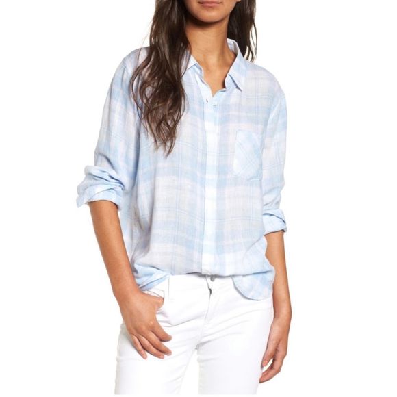 Rails Tops - Rails Charli Linen Button Down in Rockport Plaid